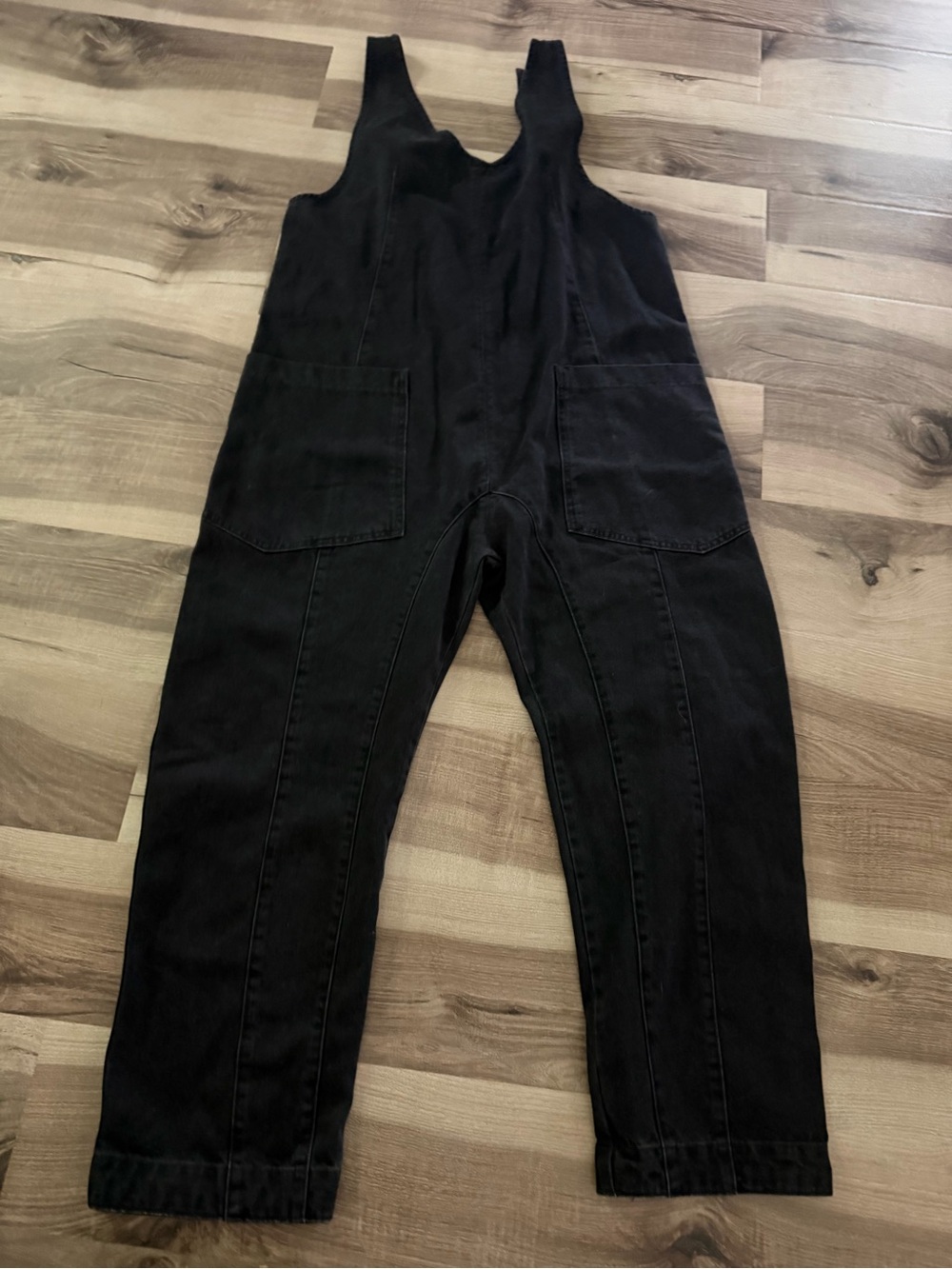 We The Free Black Cotton Utility Jumpsuit